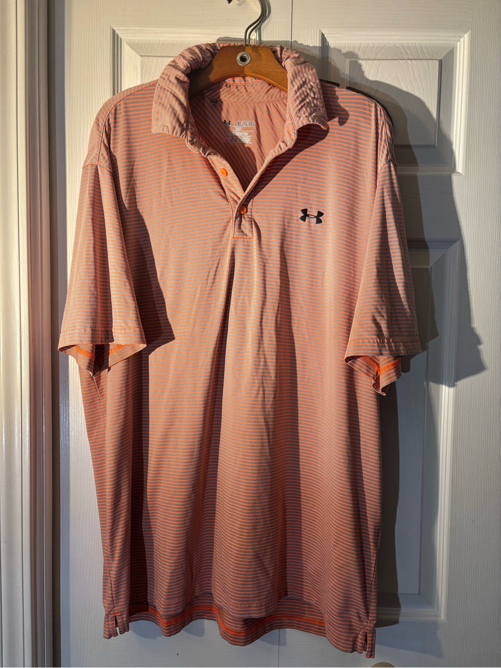 Under Armour Men’s Pink Striped Performance Polo